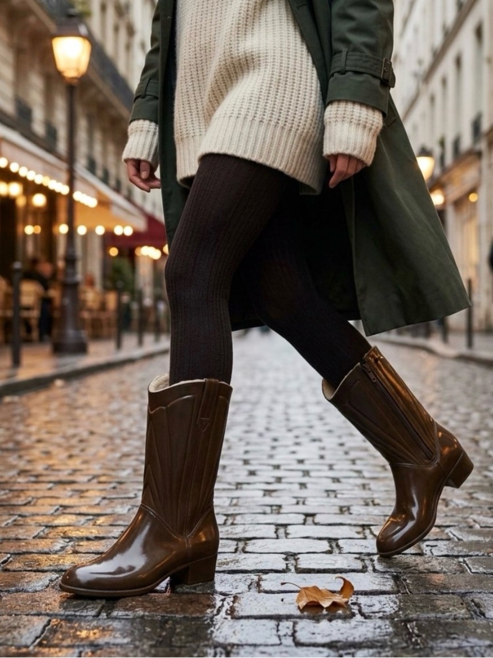 Molded Construction Brown Fleece-lined Waterproof Boots -  Size 8